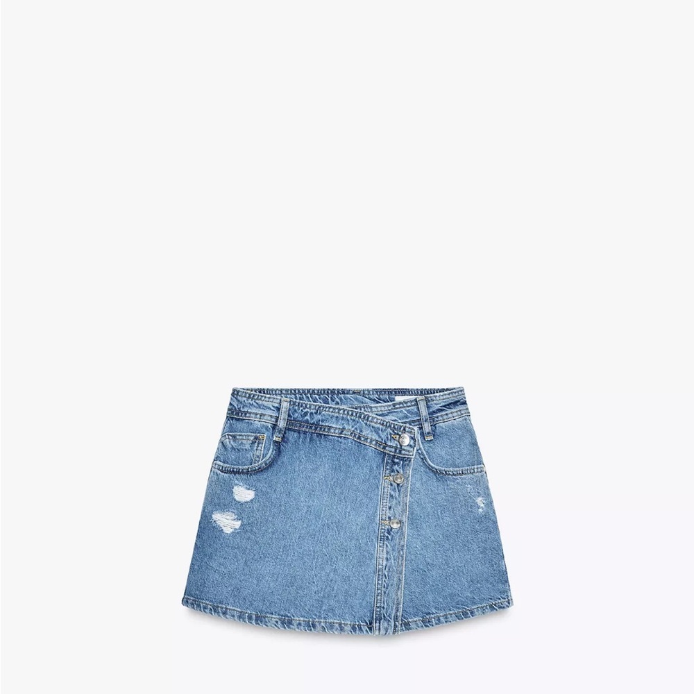 NWT ZARA Z1975 WRAP DENIM SKORT size L but fits like a medium